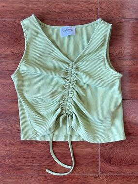 Callahan Lime Green Ruched Ribbed Top